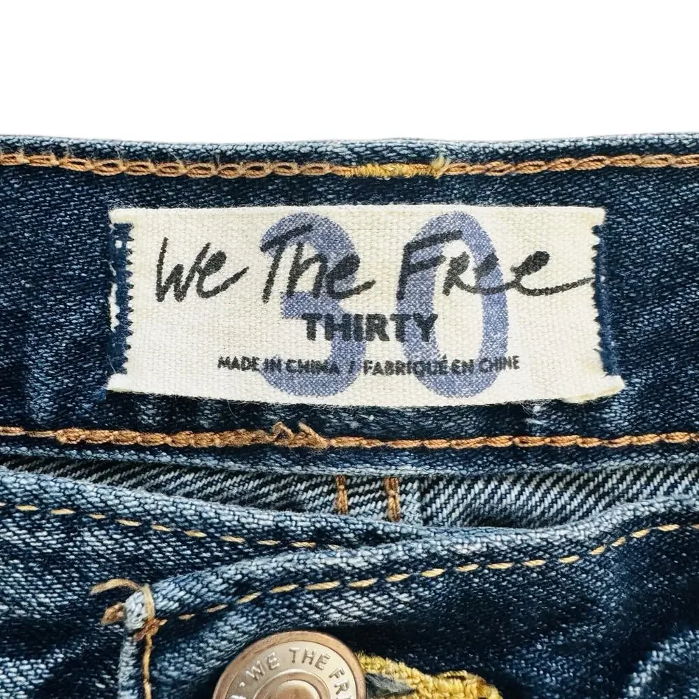 We The Free People Denim Raw Hem Distressed Womens Shorts Sz 30 Boho
